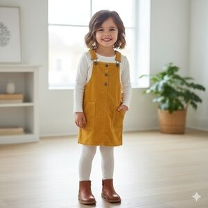 Losan Yellow Corduroy Overall Dress